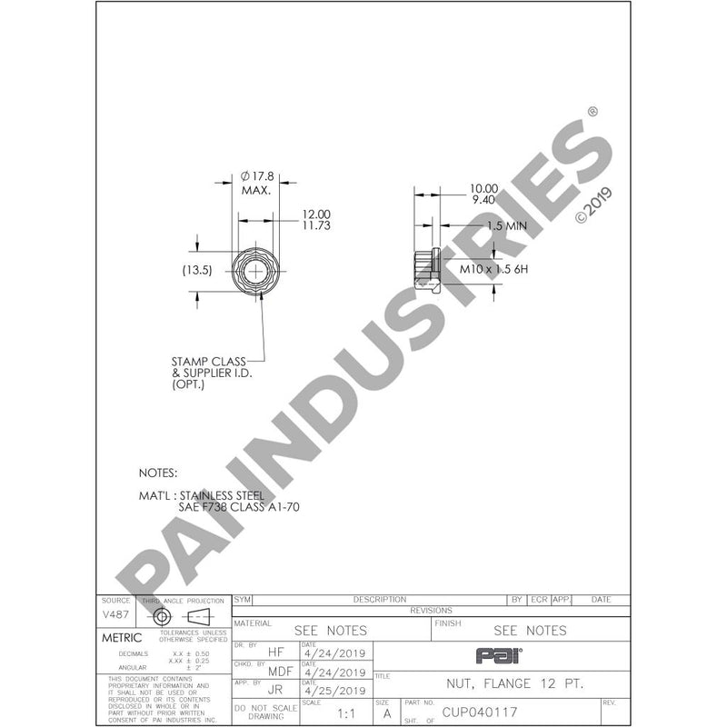 TURBOCHARGER MOUNTING NUT 5263462