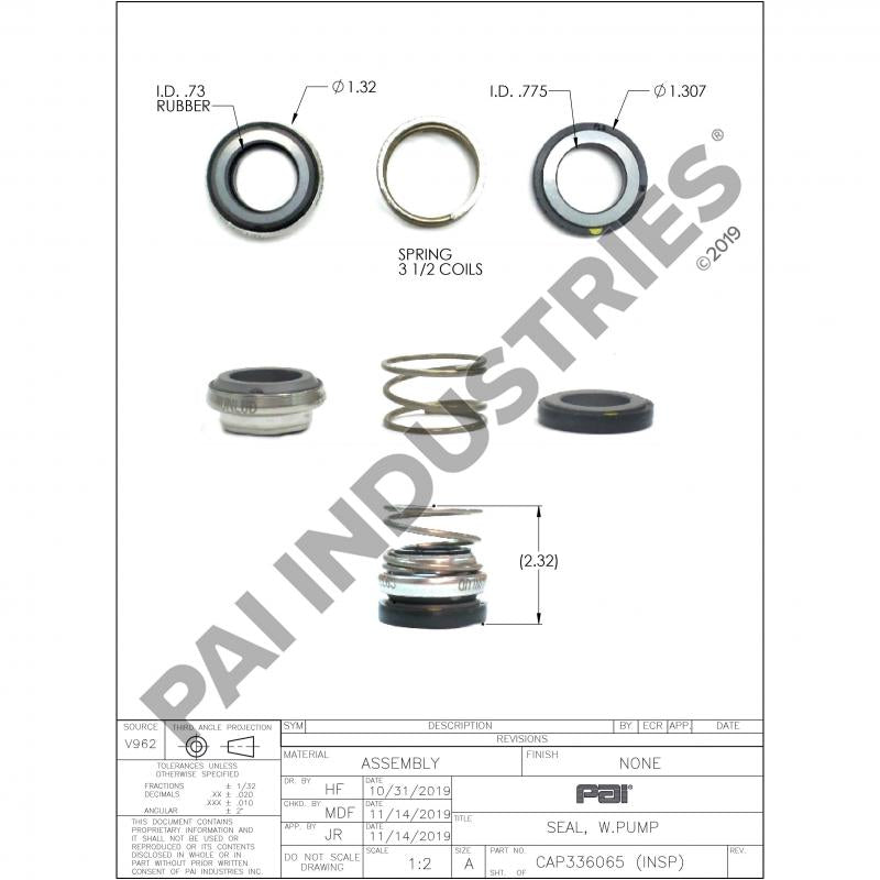 WATER PUMP SHAFT SEAL 2624378