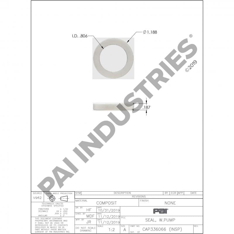 WATER PUMP SHAFT SEAL 8S7762