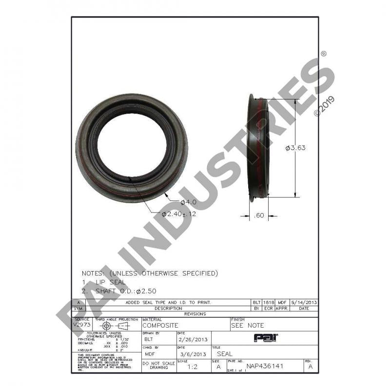 OIL OUTPUT SHAFT SEAL 1691144C2