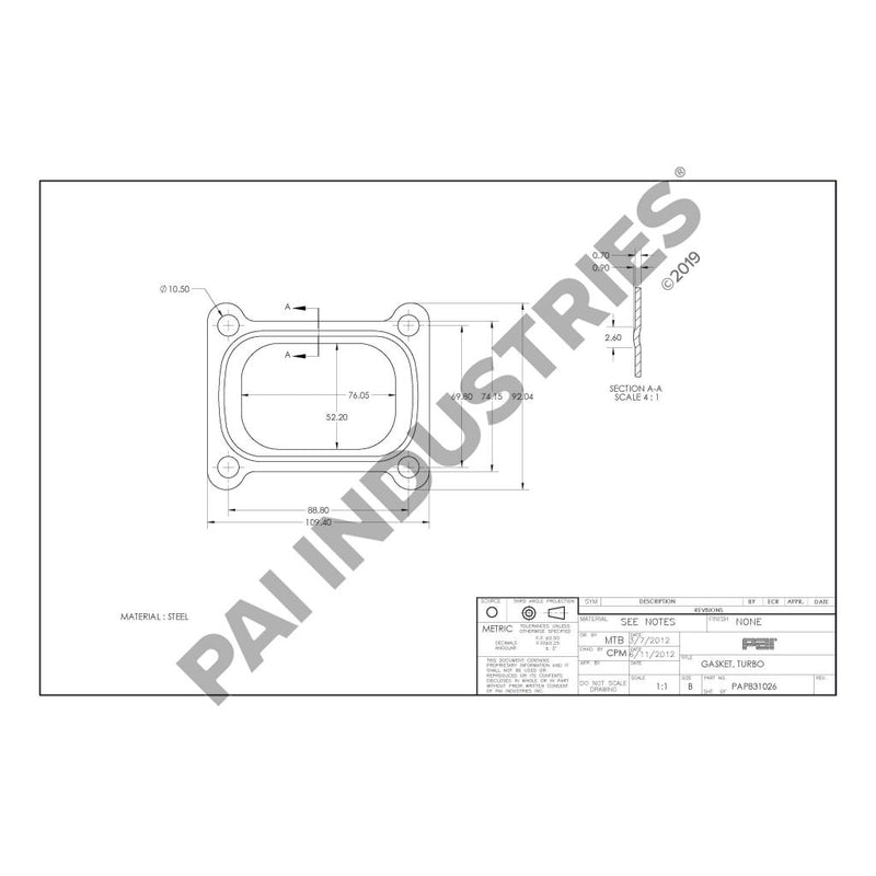 TURBOCHARGER MOUNTING GASKET 20781146