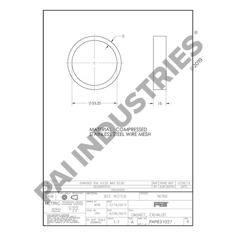 EXHAUST MANIFOLD SEAL GASKET 20938963