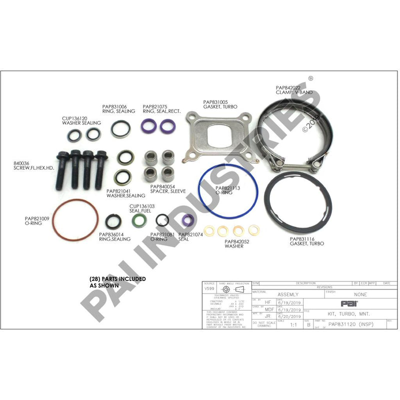 Mack MP8 / Volvo D13 TURBOCHARGER MOUNTING KIT 85140248