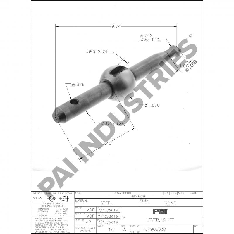 STUB SHIFT LEVER 21235