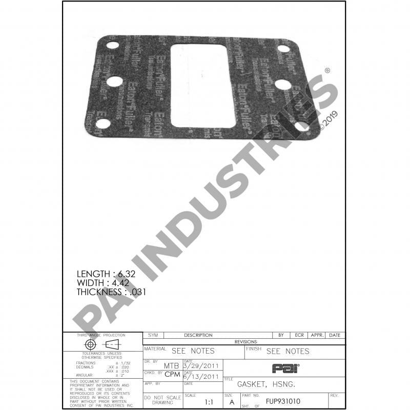 LEVER HOUSING GASKET 4301958