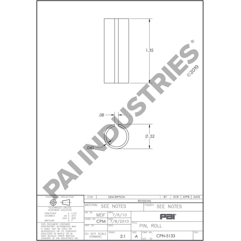 INTERMEDIATE PLATE SEPARATOR ROLL PIN 2104-123C80