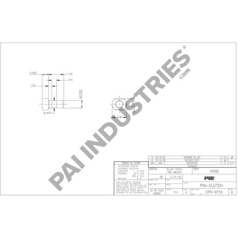 INTERMEDIATE PLATE DRIVE PIN 2104-274C6