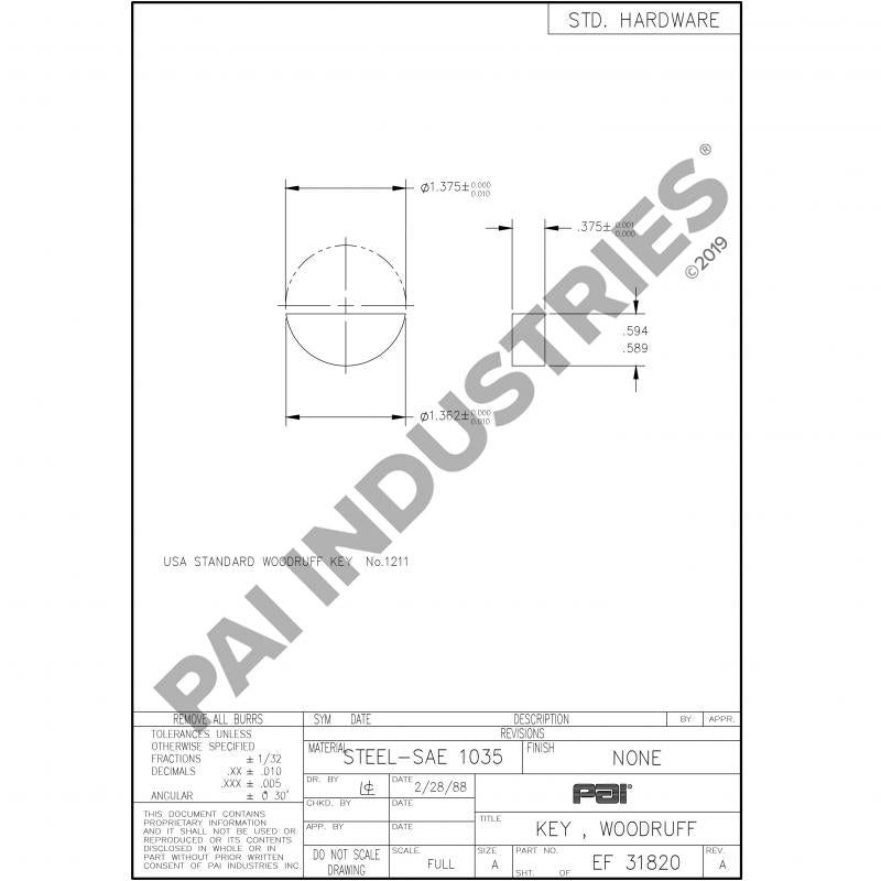 WOODRUFF KEY 16-X-118