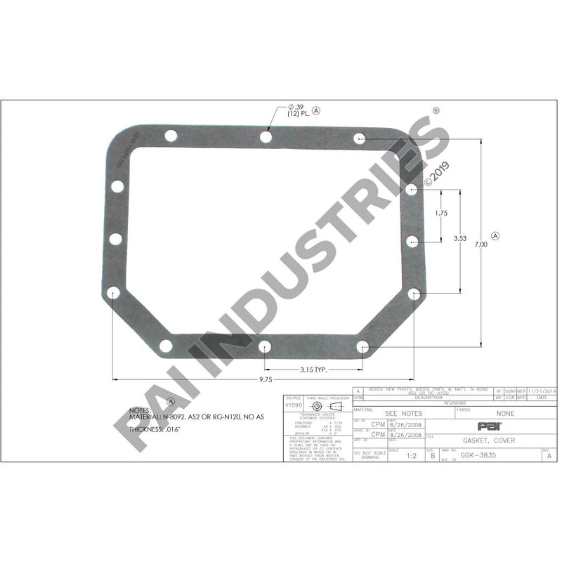 SHIFT COVER GASKET 629KB318