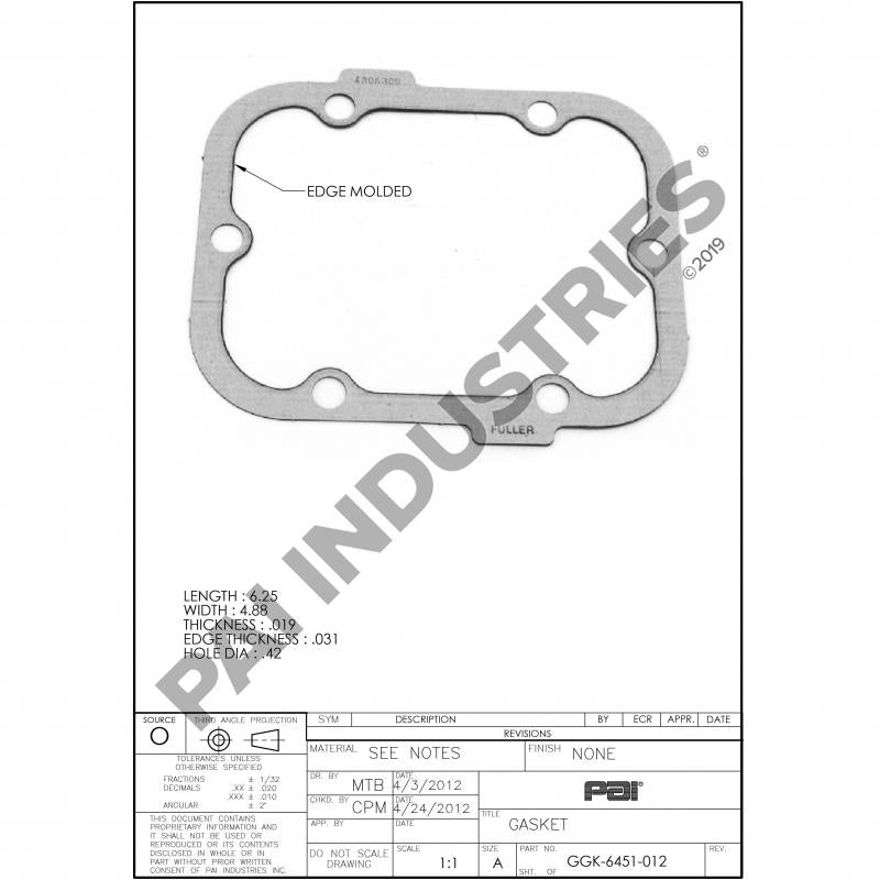 POWER TAKE OFF CASE GASKET 1684