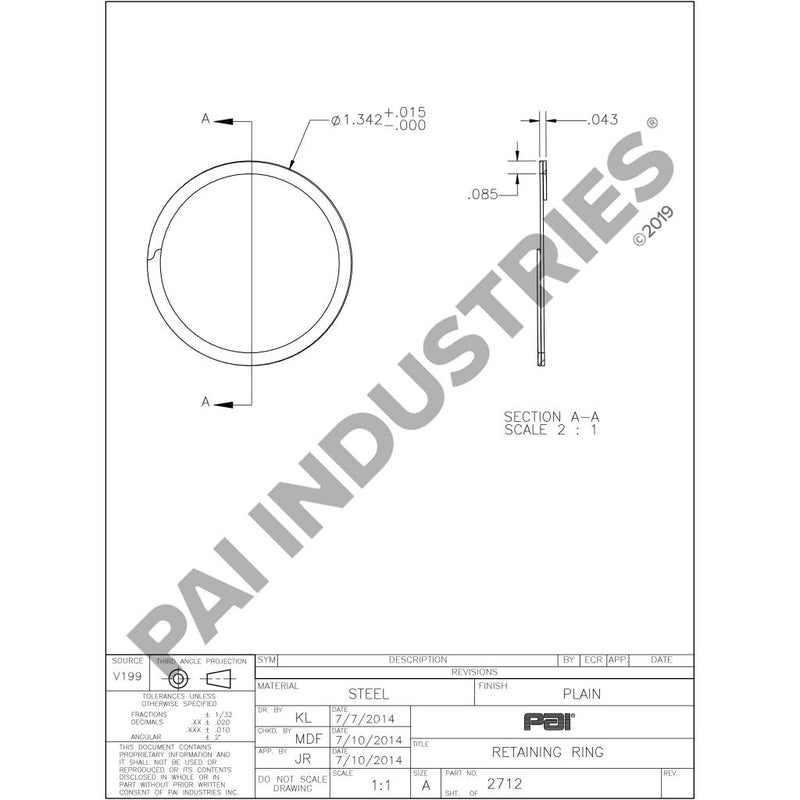 INTERNAL / SPIRAL RETAINING RING 97AX233